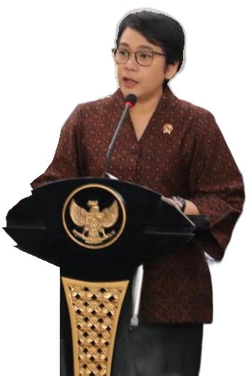 Sarah Sadiqa, Kepala LKPP, memberikan sambutan di podium