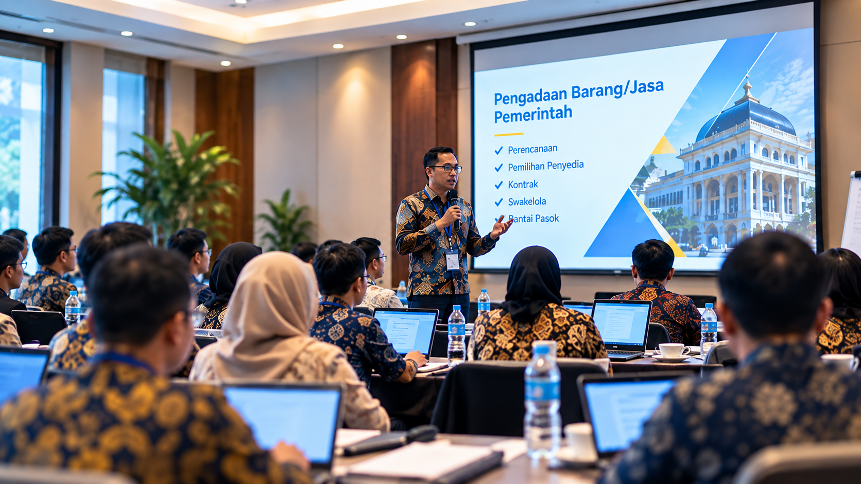 Suasana pelatihan PBJP di ruang konferensi